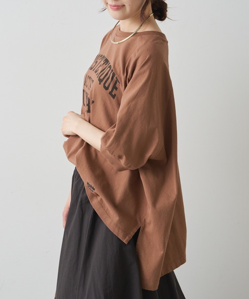 PUAL CE CIN(ピュアルセシン)の「USAコットン カレッジロゴTシャツ(Tシャツ/カットソー・レディース・ブラック/ブラウン系/アイボリー・FREE)」の13枚目の写真