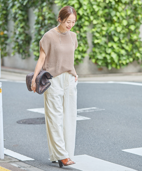 JOURNAL STANDARD(ジャーナルスタンダード)の「コットンリネン EASY Utility パンツ(その他パンツ・レディース・カーキ/ピンク系その他/ホワイト・36/38)」の4枚目の写真