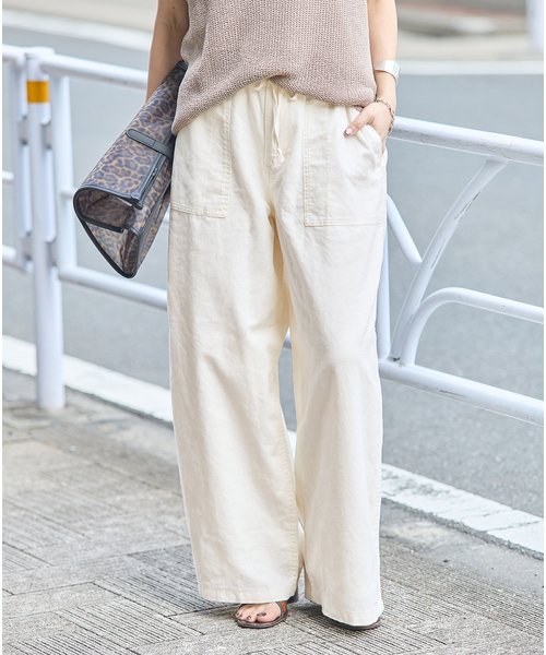 JOURNAL STANDARD(ジャーナルスタンダード)の「コットンリネン EASY Utility パンツ(その他パンツ・レディース・カーキ/ピンク系その他/ホワイト・36/38)」の9枚目の写真