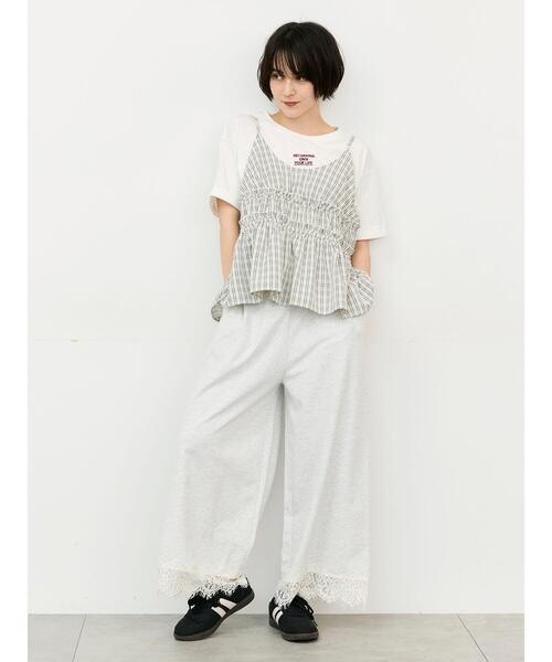 Samansa Mos2(サマンサ モスモス)の「【接触冷感】ミニ裏毛裾レースカットパンツ(その他パンツ・レディース・グレー/ブラック/オートミール/キナリ・フリー(L)/フリー(M))」の13枚目の写真