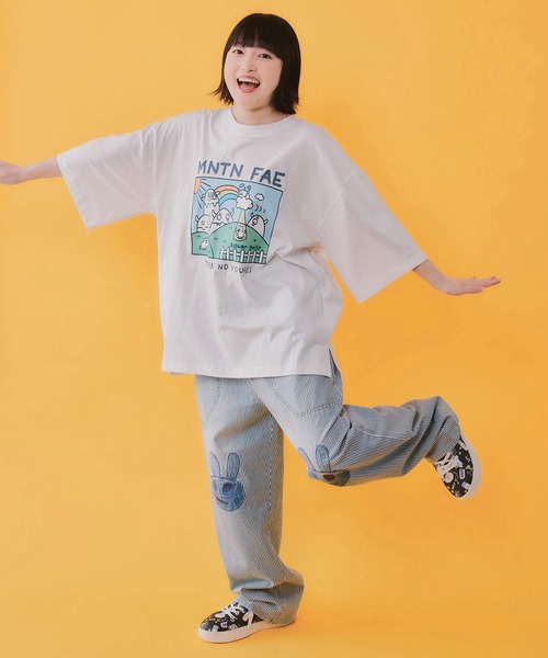 ScoLar(スカラー)の「362116:山の妖精とお散歩Tシャツ(Tシャツ/カットソー・レディース・パープル/ブラック/オフホワイト・M)」の11枚目の写真