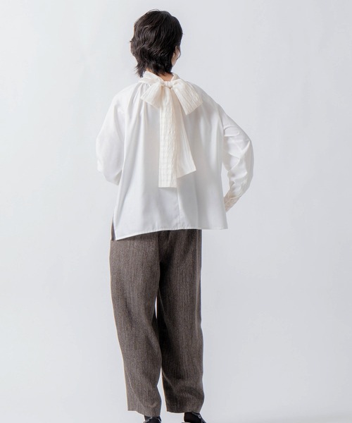 WHYTO.（ホワイト）の「「WHYTO. / ホワイト」tweed satin tapered pants（その他パンツ・レディース・ブラウン/ブラック・36/38）」の5枚目の写真