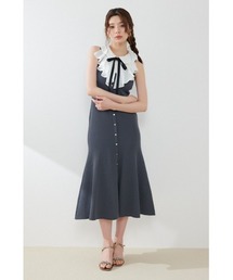 【AKB48 倉野尾成美さん着用】フリルシャツドッキングニットマーメイドワンピース 夏服