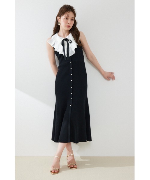 rienda(リエンダ)の「【AKB48 倉野尾成美さん着用】フリルシャツドッキングニットマーメイドワンピース 夏服(ワンピース・レディース・ライトイエロー/グレー/ブラック・FREE)」の5枚目の写真