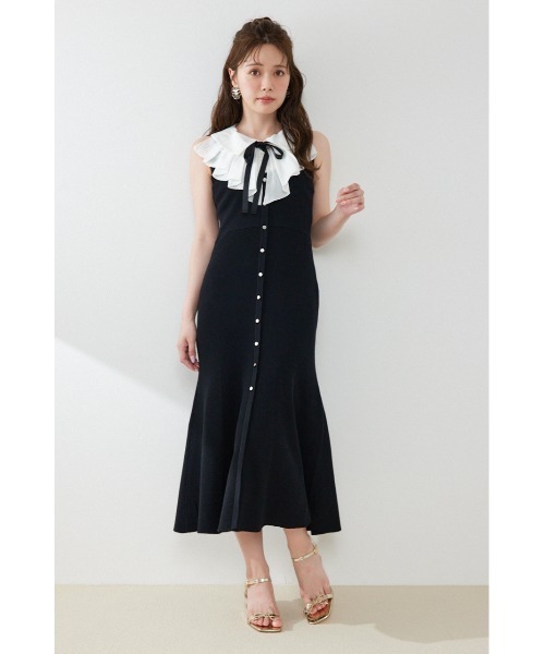 rienda(リエンダ)の「【AKB48 倉野尾成美さん着用】フリルシャツドッキングニットマーメイドワンピース 夏服(ワンピース・レディース・ライトイエロー/グレー/ブラック・FREE)」の6枚目の写真