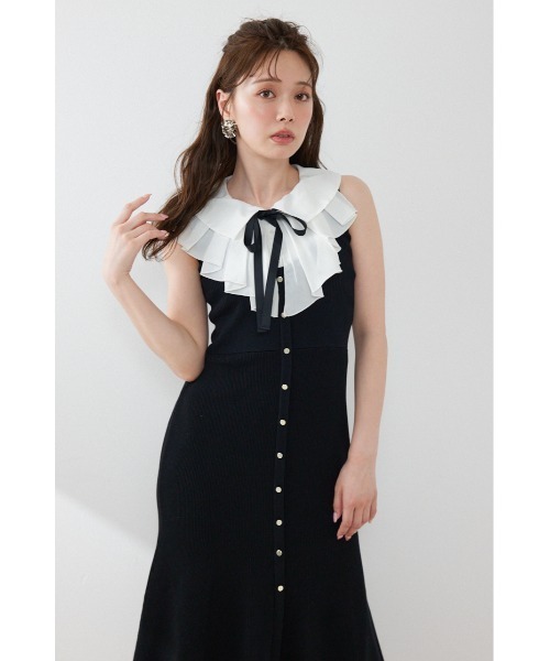 rienda(リエンダ)の「【AKB48 倉野尾成美さん着用】フリルシャツドッキングニットマーメイドワンピース 夏服(ワンピース・レディース・ライトイエロー/グレー/ブラック・FREE)」の8枚目の写真
