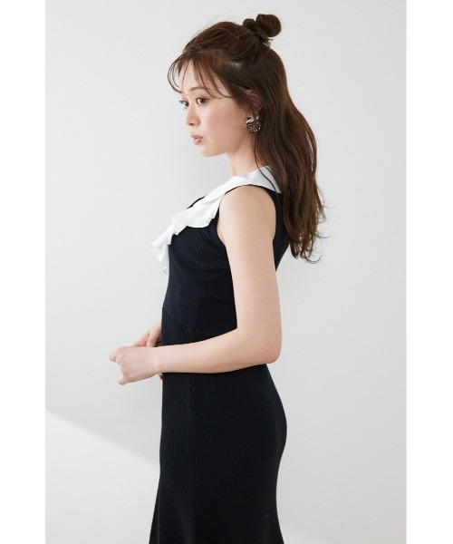 rienda(リエンダ)の「【AKB48 倉野尾成美さん着用】フリルシャツドッキングニットマーメイドワンピース 夏服(ワンピース・レディース・ライトイエロー/グレー/ブラック・FREE)」の9枚目の写真
