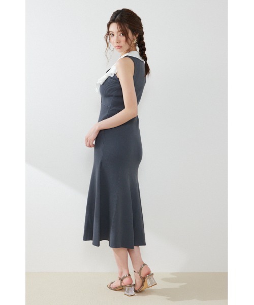 rienda(リエンダ)の「【AKB48 倉野尾成美さん着用】フリルシャツドッキングニットマーメイドワンピース 夏服(ワンピース・レディース・ライトイエロー/グレー/ブラック・FREE)」の13枚目の写真