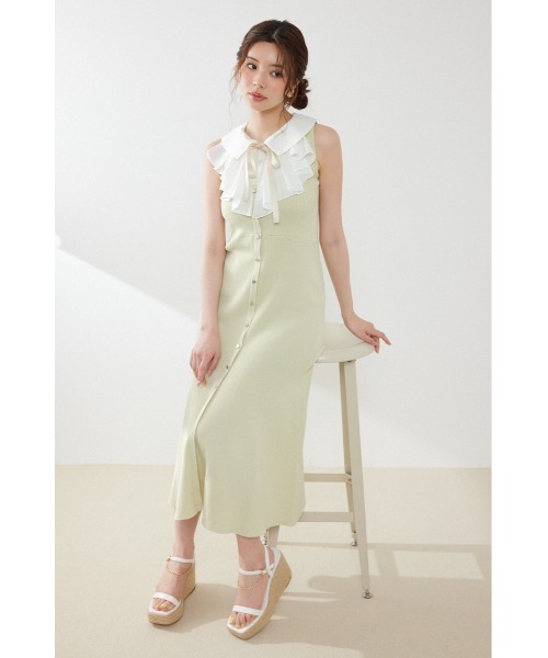 rienda(リエンダ)の「【AKB48 倉野尾成美さん着用】フリルシャツドッキングニットマーメイドワンピース 夏服(ワンピース・レディース・ライトイエロー/グレー/ブラック・FREE)」の22枚目の写真