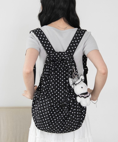 WEGO(ウィゴー)の「WEGO/【26年春夏新作】ドット柄デイパック(バックパック/リュック・レディース・ホワイト/ブラック・FREE)」の11枚目の写真