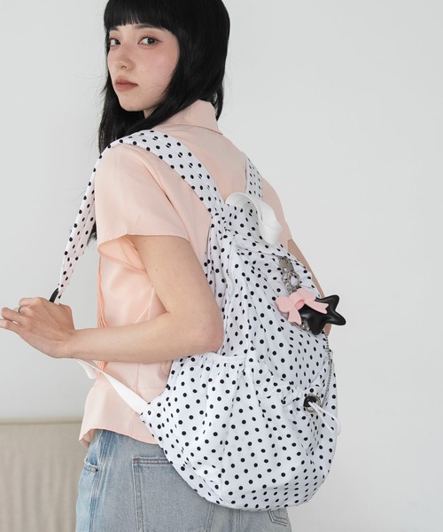 WEGO(ウィゴー)の「WEGO/【26年春夏新作】ドット柄デイパック(バックパック/リュック・レディース・ホワイト/ブラック・FREE)」の21枚目の写真