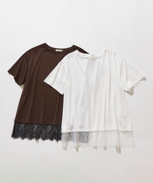 ANY SIS(エニィスィス)の「裾レース半袖Tシャツ(Tシャツ/カットソー・レディース・アイボリー系/ダークブラウン系・MEDIUM)」の17枚目の写真