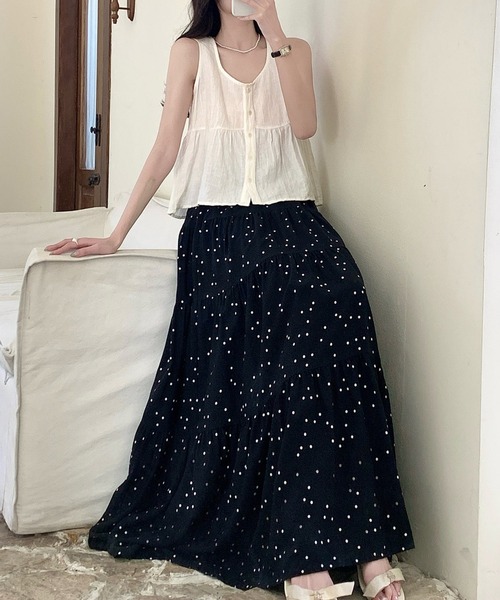 Ritzy(リッツィー)の「マキシ丈・柄プリントフレアスカート(スカート・レディース・ブラック/ベージュ/ブルー/ブラウン・FREE)」の1枚目の写真
