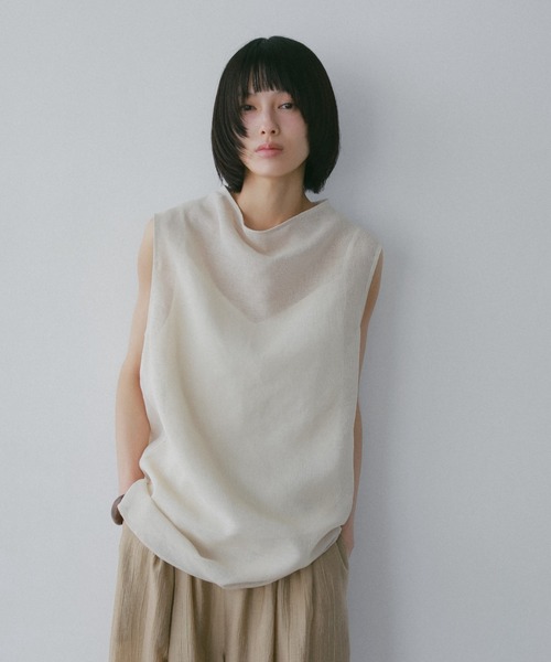 A part by(アパートバイ)の「【キャミセットアイテム】メッシュドレープブラウス(シャツ/ブラウス・レディース・ブラック/ライトベージュ・FREE)」の1枚目の写真