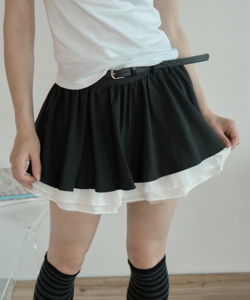 Birthday room(バースデイルーム)の「フリルボリュームプリーツSK/Frill volume pleated skirt(スカート・レディース・ブラック/グレー・FREE)」の2枚目の写真