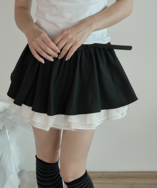 Birthday room(バースデイルーム)の「フリルボリュームプリーツSK/Frill volume pleated skirt(スカート・レディース・ブラック/グレー・FREE)」の5枚目の写真