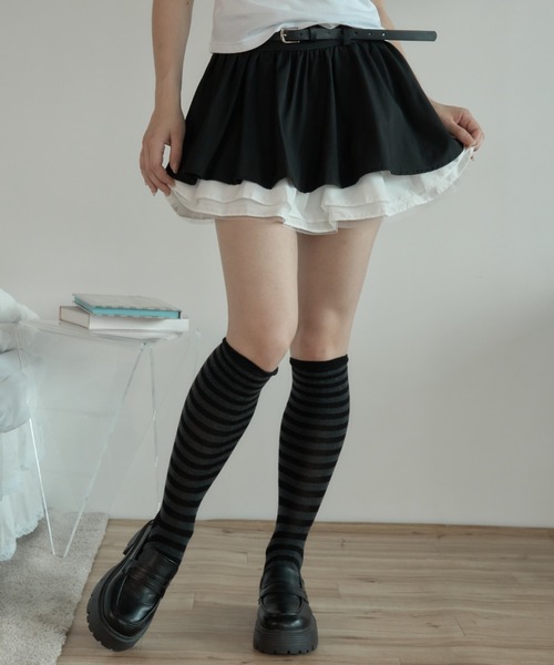 Birthday room(バースデイルーム)の「フリルボリュームプリーツSK/Frill volume pleated skirt(スカート・レディース・ブラック/グレー・FREE)」の10枚目の写真