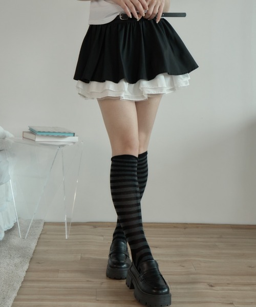 Birthday room(バースデイルーム)の「フリルボリュームプリーツSK/Frill volume pleated skirt(スカート・レディース・ブラック/グレー・FREE)」の11枚目の写真