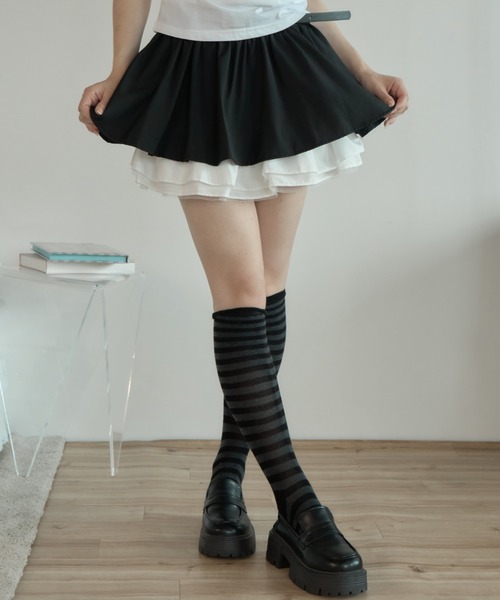Birthday room(バースデイルーム)の「フリルボリュームプリーツSK/Frill volume pleated skirt(スカート・レディース・ブラック/グレー・FREE)」の12枚目の写真
