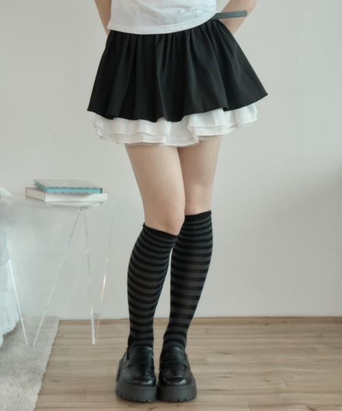 Birthday room(バースデイルーム)の「フリルボリュームプリーツSK/Frill volume pleated skirt(スカート・レディース・ブラック/グレー・FREE)」の3枚目の写真