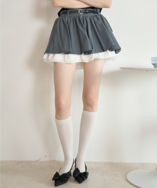 Birthday room(バースデイルーム)の「フリルボリュームプリーツSK/Frill volume pleated skirt(スカート・レディース・ブラック/グレー・FREE)」の18枚目の写真