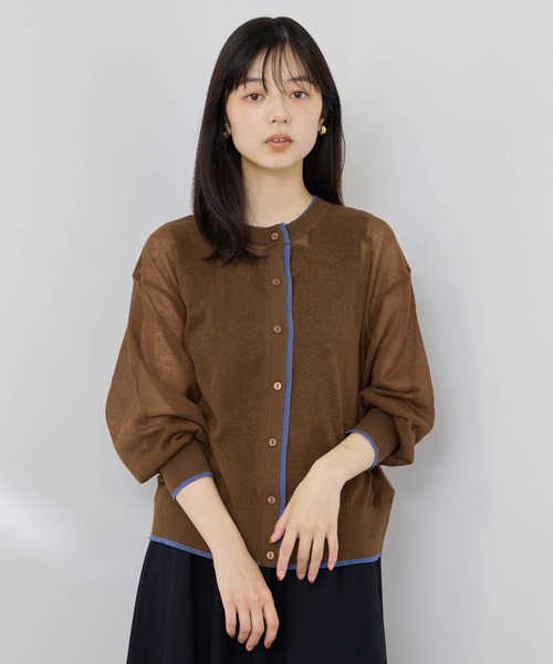 Mac-House（マックハウス）の「【FREE NATURE/フリーネイチャー】シアーレイヤードデザイン カーディガン（カーディガン/ボレロ・レディース・ネイビー/ブラック/ブラウン/ライトグレー・L/XL/M）」の3枚目の写真