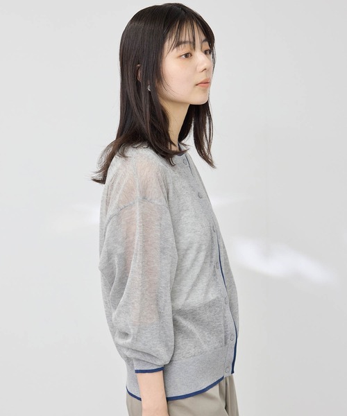Mac-House（マックハウス）の「【FREE NATURE/フリーネイチャー】シアーレイヤードデザイン カーディガン（カーディガン/ボレロ・レディース・ネイビー/ブラック/ブラウン/ライトグレー・L/XL/M）」の6枚目の写真