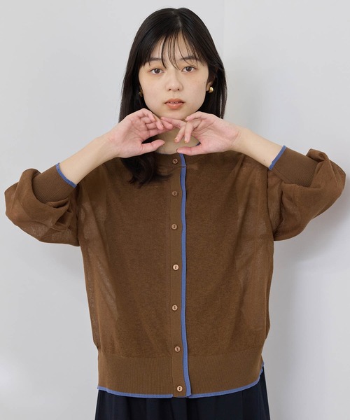 Mac-House（マックハウス）の「【FREE NATURE/フリーネイチャー】シアーレイヤードデザイン カーディガン（カーディガン/ボレロ・レディース・ネイビー/ブラック/ブラウン/ライトグレー・L/XL/M）」の12枚目の写真