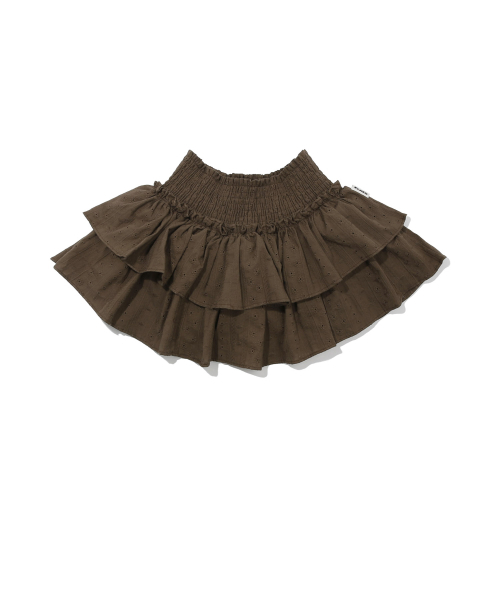 KIJIKO（キジコ）の「ke703. Punching Frill Mini Skirt Brown（スカート・レディース・ブラウン・FREE）」の2枚目の写真