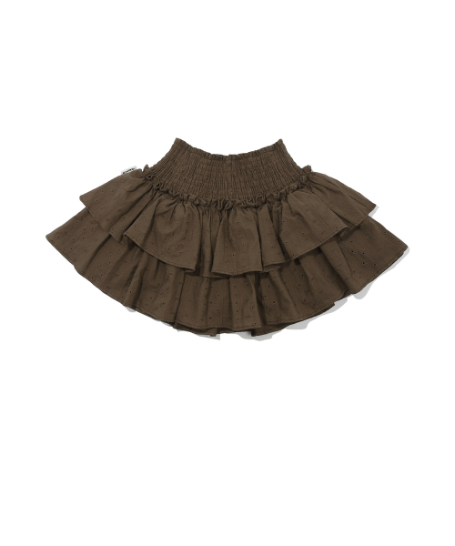 KIJIKO（キジコ）の「ke703. Punching Frill Mini Skirt Brown（スカート・レディース・ブラウン・FREE）」の3枚目の写真