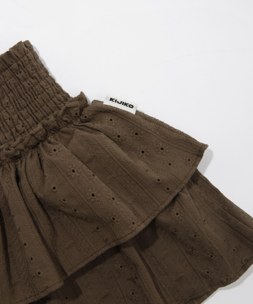 KIJIKO（キジコ）の「ke703. Punching Frill Mini Skirt Brown（スカート・レディース・ブラウン・FREE）」の4枚目の写真