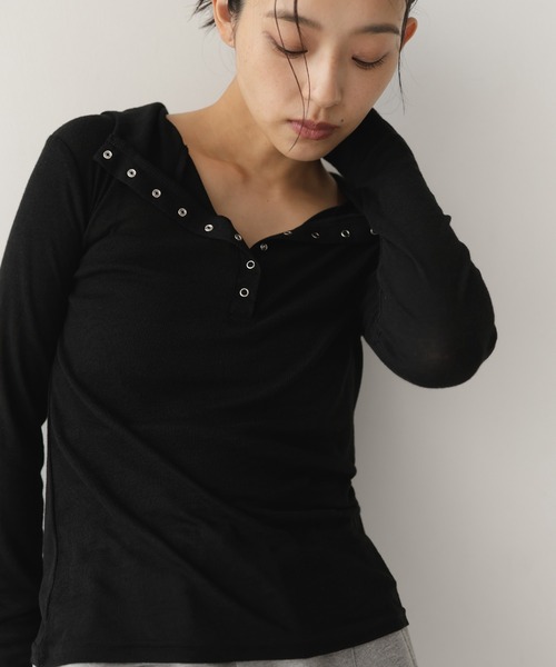 hellam(へラム)の「シアーフライスフーディトップス(Tシャツ/カットソー・レディース・ネイビー/アイボリー/ブラック/杢グレー・FREE)」の20枚目の写真