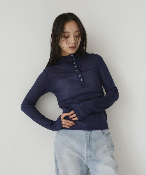 hellam(へラム)の「シアーフライスフーディトップス(Tシャツ/カットソー・レディース・ネイビー/アイボリー/ブラック/杢グレー・FREE)」の18枚目の写真