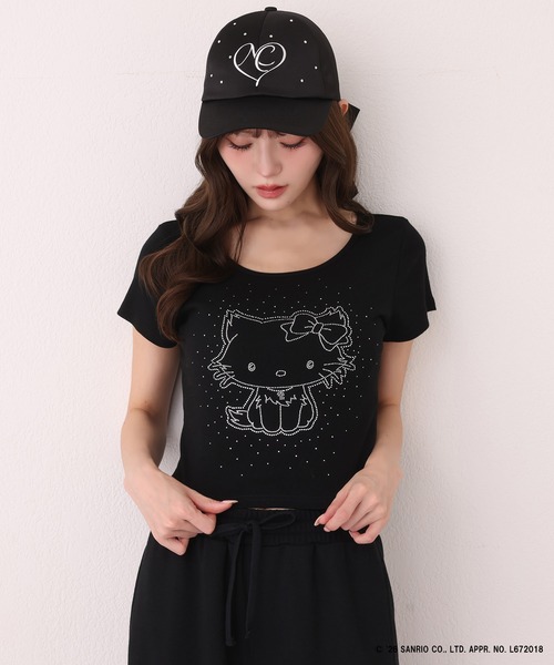 one after another NICE CLAUP（ワンアフターアナザーナイスクラップ）の「【チャーミーキティ】ラインストーンTee（Tシャツ/カットソー・レディース・ブラック/ピンク/オフホワイト・FREE）」の14枚目の写真