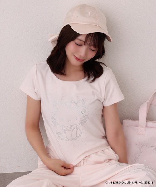 one after another NICE CLAUP（ワンアフターアナザーナイスクラップ）の「【チャーミーキティ】ラインストーンTee（Tシャツ/カットソー・レディース・ブラック/ピンク/オフホワイト・FREE）」の7枚目の写真