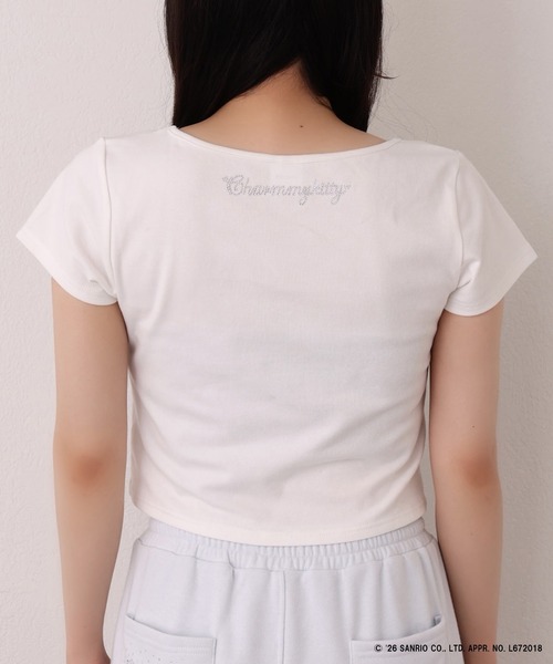 one after another NICE CLAUP（ワンアフターアナザーナイスクラップ）の「【チャーミーキティ】ラインストーンTee（Tシャツ/カットソー・レディース・ブラック/ピンク/オフホワイト・FREE）」の11枚目の写真