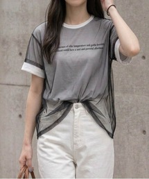 シアーレイヤード ロゴプリントTシャツ