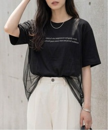 シアーレイヤード ロゴプリントTシャツ