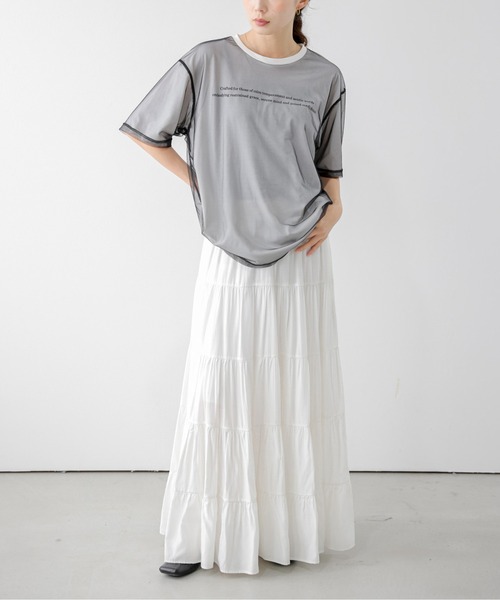 La-gemme（ラジェム）の「シアーレイヤード ロゴプリントTシャツ（Tシャツ/カットソー・レディース・ホワイト/ブラック・フリー）」の15枚目の写真
