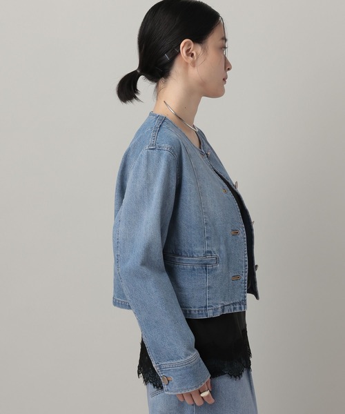 A part by(アパートバイ)の「【セットアップ可能】Apbデニムショートジャケット(デニムジャケット・レディース・ライトブルー/ピンク・FREE)」の13枚目の写真