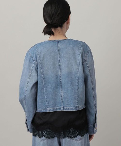 A part by(アパートバイ)の「【セットアップ可能】Apbデニムショートジャケット(デニムジャケット・レディース・ライトブルー/ピンク・FREE)」の14枚目の写真