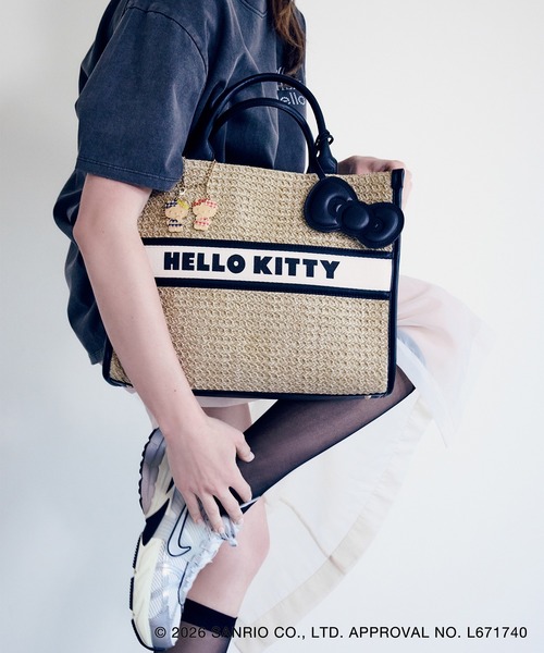 sanrio(サンリオ)の「【HELLO KITTY×VIS】日焼けデザイン ハローキティ雑材トートバッグ(トートバッグ・レディース・その他/ブラック系その他・FREE)」の4枚目の写真