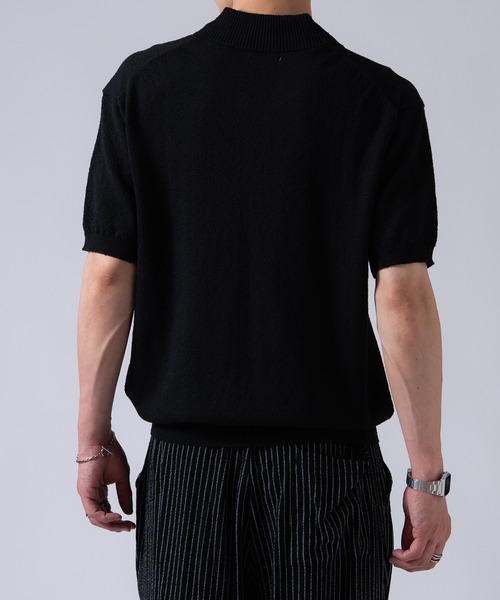 OXA（オグザ）の「ブークレサマーニット半袖ポロシャツ OXA（ポロシャツ・メンズ・ブラック×ホワイト/ブラック/ホワイト・ONESIZE）」の11枚目の写真