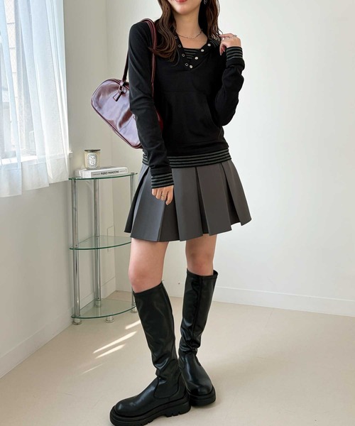 GeeRA(ジーラ)の「レイヤード風フーディカットソー(Tシャツ/カットソー・レディース・チャコール/ブラック・MEDIUM/SMALL/X-LARGE/LARGE)」の10枚目の写真