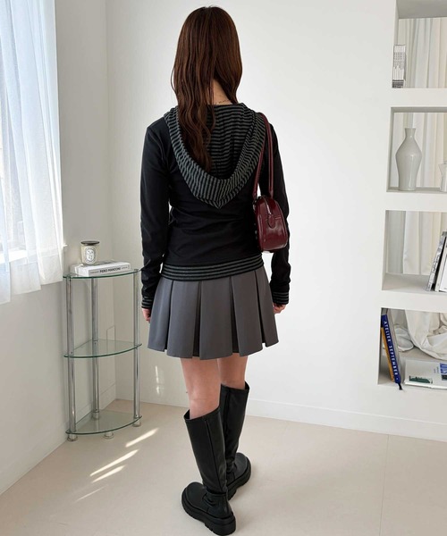 GeeRA(ジーラ)の「レイヤード風フーディカットソー(Tシャツ/カットソー・レディース・チャコール/ブラック・MEDIUM/SMALL/X-LARGE/LARGE)」の12枚目の写真