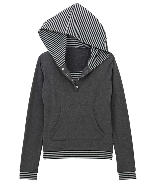 GeeRA(ジーラ)の「レイヤード風フーディカットソー(Tシャツ/カットソー・レディース・チャコール/ブラック・MEDIUM/SMALL/X-LARGE/LARGE)」の20枚目の写真