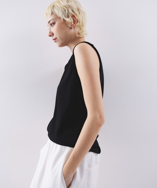 HANNE（アン）の「サイドパネルスリーブレスTEE（Tシャツ/カットソー・レディース・ホワイト/ブラック・FREE）」の4枚目の写真