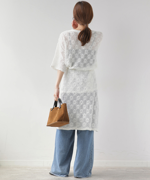 JOURNAL STANDARD relume(ジャーナルスタンダード レリューム)の「シャーリングメッシュレースプルオーバー(Tシャツ/カットソー・レディース・ブラック/ホワイト・FREE)」の16枚目の写真