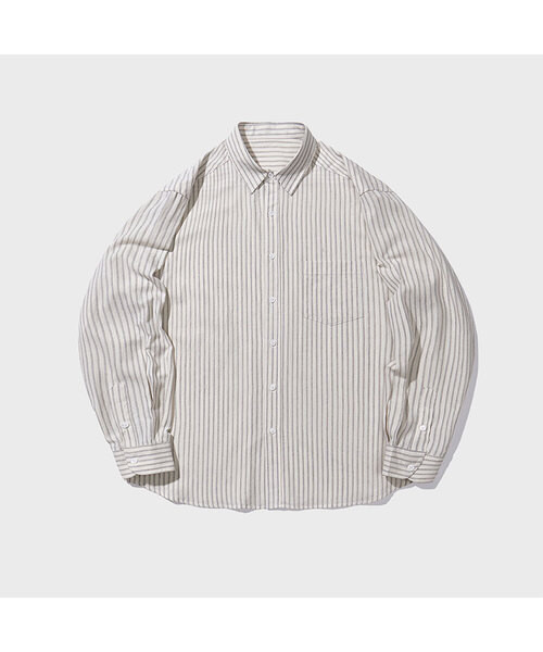 TY(ティワイ)の「プレーンストライプシャツ, アイボリーブラック(シャツ/ブラウス・レディース・ブラック・MEDIUM/LARGE/X-LARGE)」の1枚目の写真