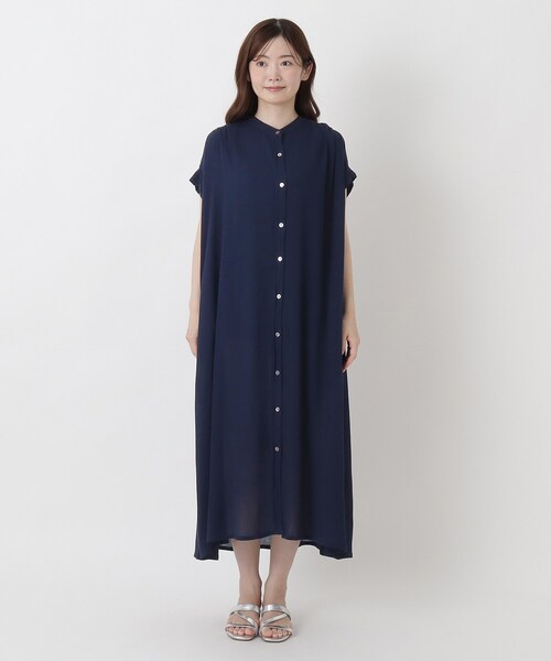one'sterrace(ワンズテラス)の「リゾート レーヨンクレープ 半袖ワンピース(ワンピース・レディース・ブラック系8/ベージュ系8/ネイビー系5・02)」の13枚目の写真